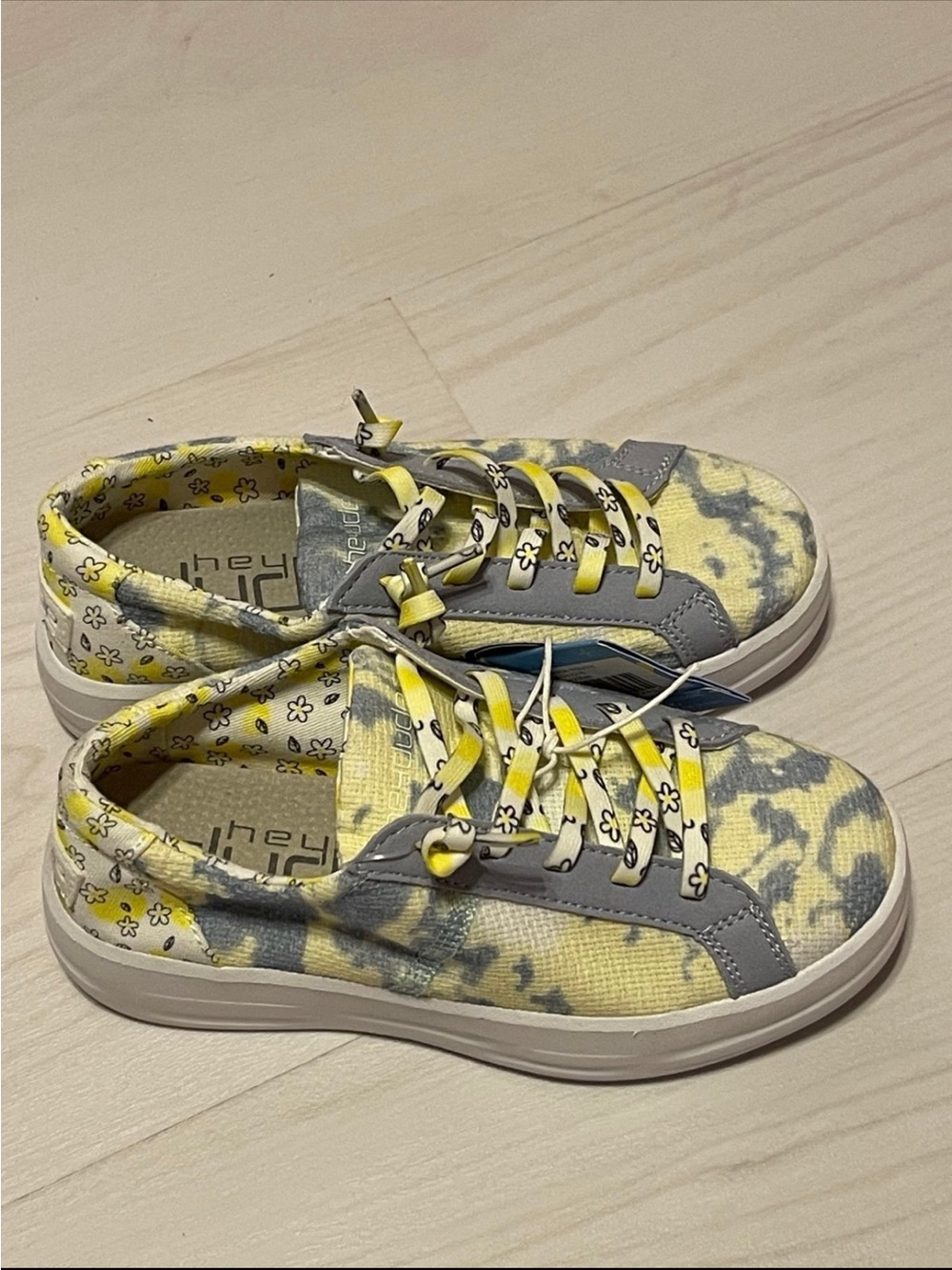 Hey Dude Kids Yellow and Gray Patterned Sneakers
